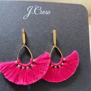 JCrew hot pink tassel earrings